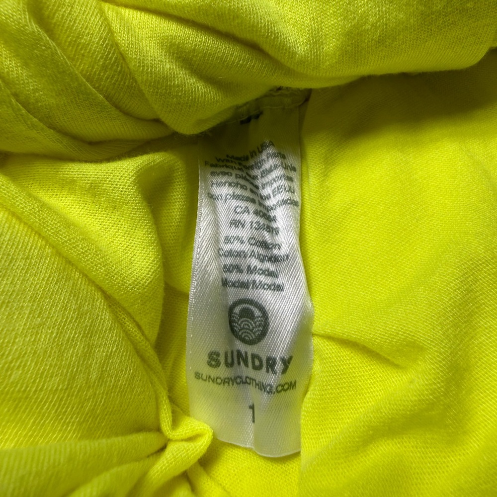 Sundry Neon Yellow Oversized 3/4 Sleeve Tee - Picture 8 of 9